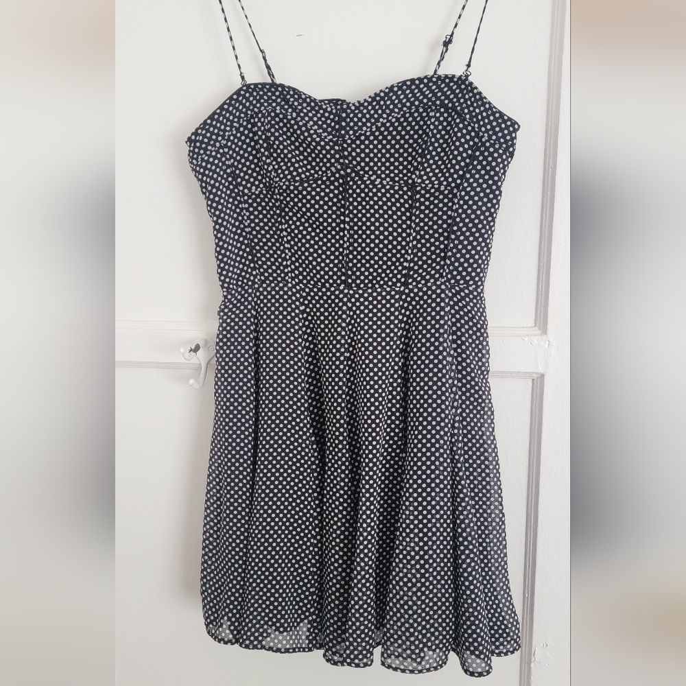 Black and White Polka Dot Corset Mini Dress